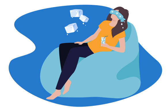 Women with cold compresses
