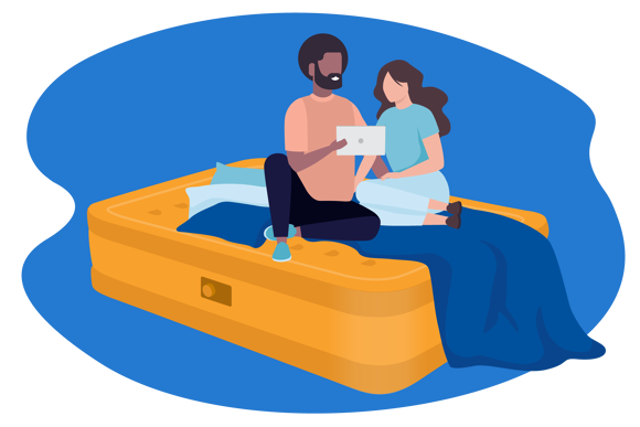 Man sleeping on an air bed