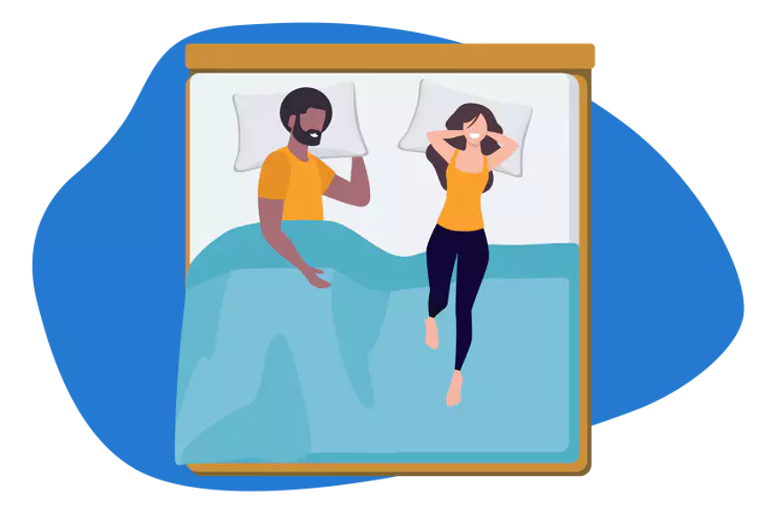 couple sleeping far apart