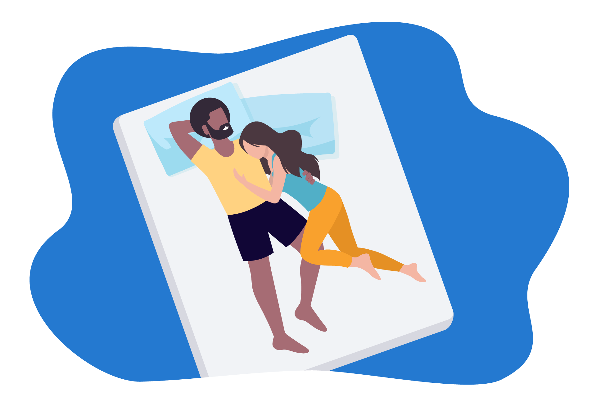 couple sleeping entangled