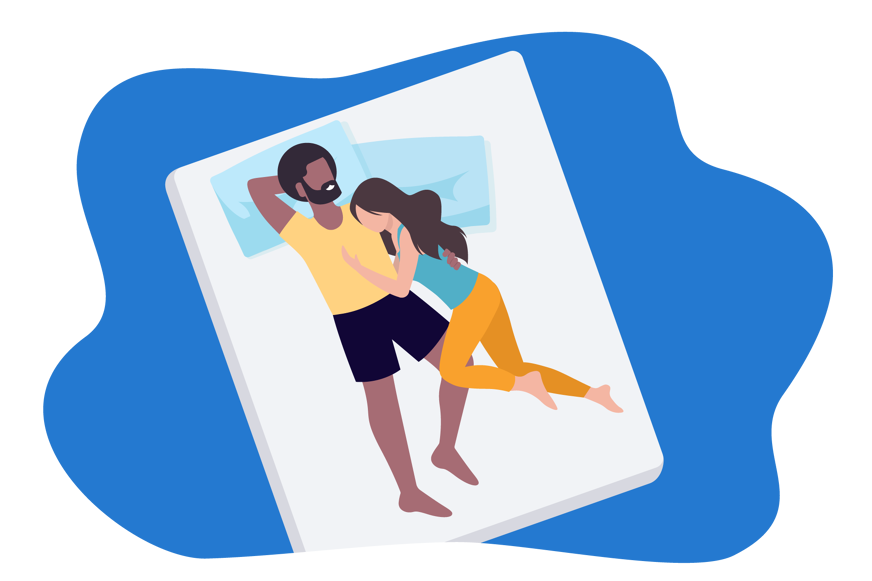 couple sleeping entangled