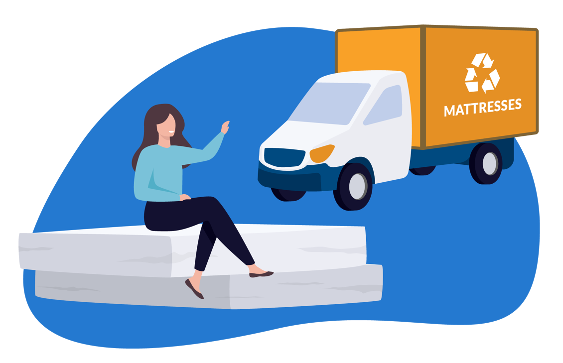 Man putting mattress in van