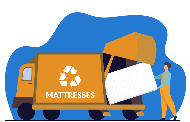 Old mattress being taken away graphic