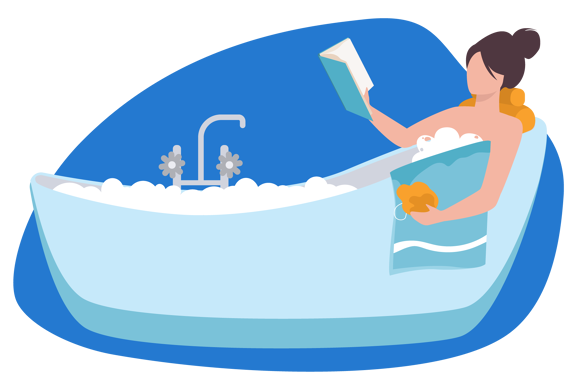 Woman Using Bath Pillow