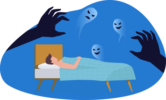 person unable to sleep with nightmares