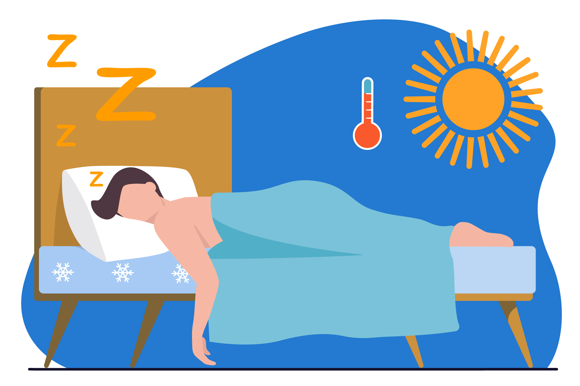 Person sleeping on cool mattress