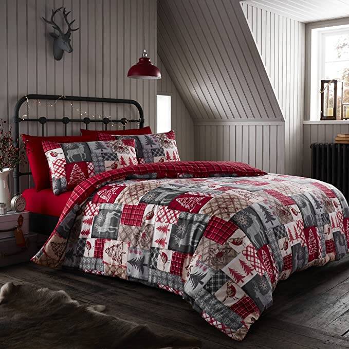 Happy Linen Co Christmas Patchwork Reversible Duvet Set